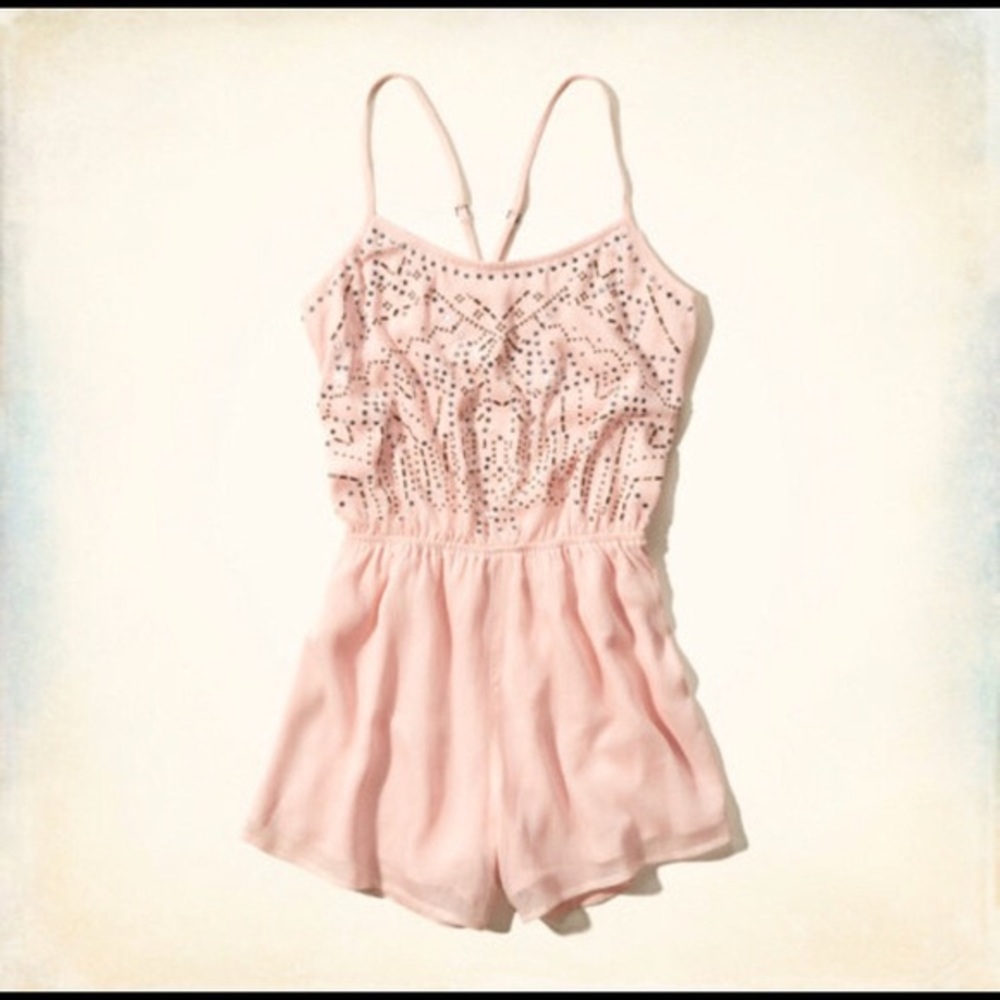 Hollister Pink Beaded Chiffon Romper